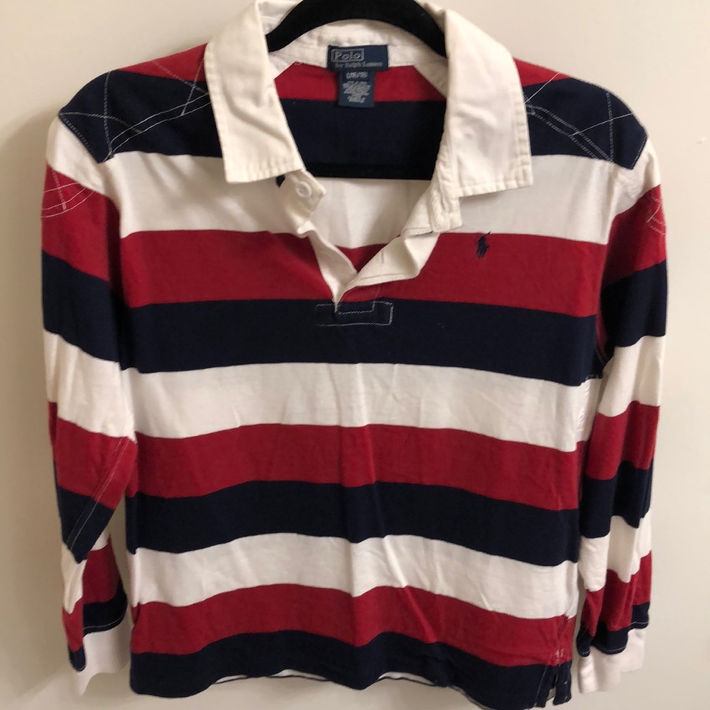 Polo by Ralph Lauren Shirt Size L Color Blue Red Cream